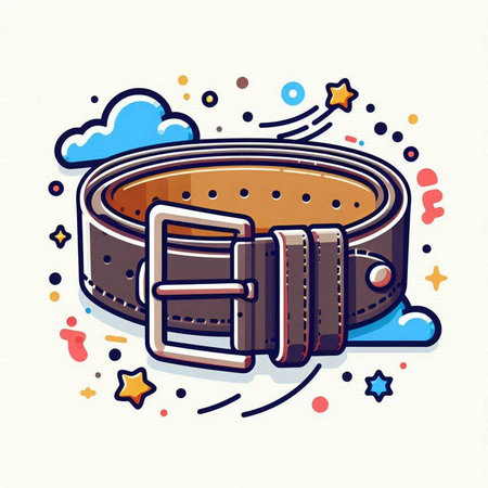 Fashionable belt with buckle. Vector illustration in doodle style.のイラスト素材