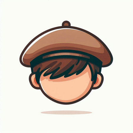 Cartoon boy with beret. Vector illustration in cartoon style.のイラスト素材