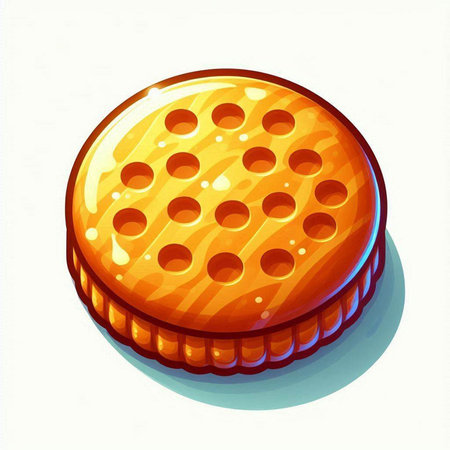Illustration of a round biscuit isolated on a white background.のイラスト素材