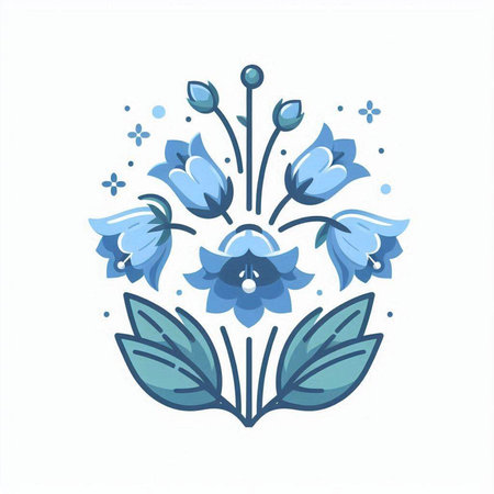 Vector illustration of blue flowers in the shape of a flower bouquetのイラスト素材