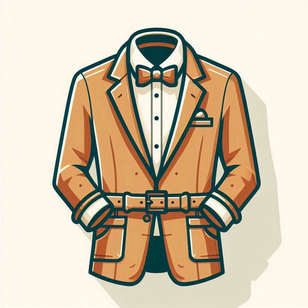 Illustration of a jacket with a bow tie on a white backgroundのイラスト素材