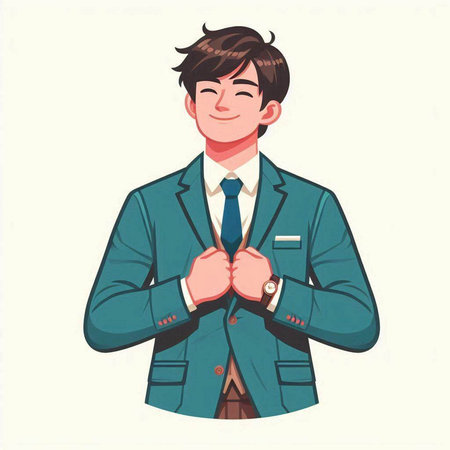 Businessman in suit and tie. Vector illustration in cartoon style.のイラスト素材