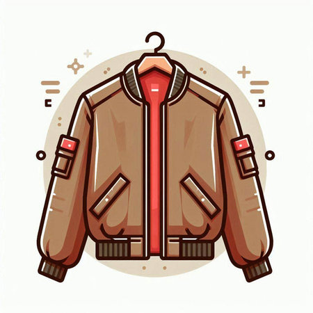 Vector illustration of winter jacket on hanger isolated on white background.のイラスト素材