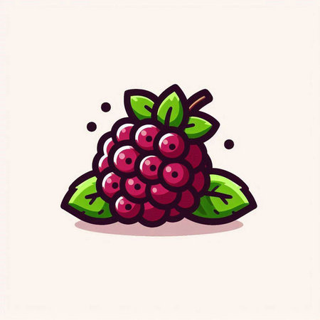 Illustration of blackberry fruit. Vector illustration of ripe berry.のイラスト素材
