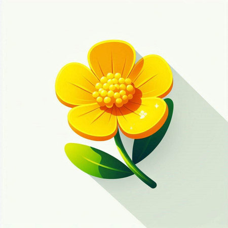 Flower icon with long shadow on white background. Eps 10 vector file.のイラスト素材