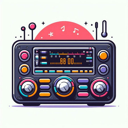 Retro radio. Vector illustration. Colorful retro radio set.のイラスト素材