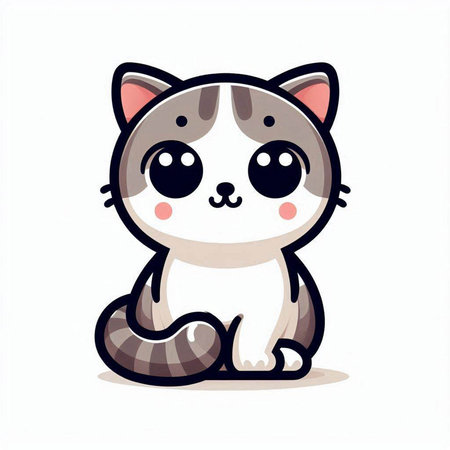 Cute cartoon cat isolated on a white background. Vector illustration.のイラスト素材