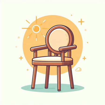 Illustration of a chair on a yellow background. Vector illustration.のイラスト素材