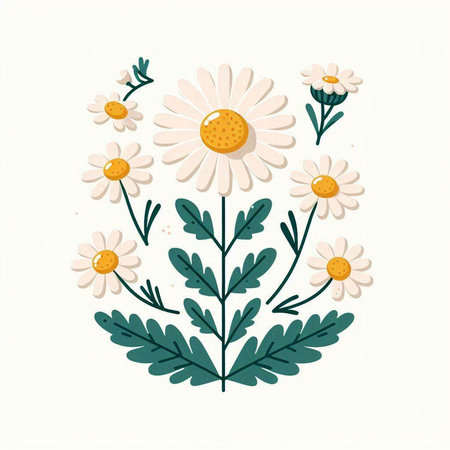 Chamomile. Chamomile flowers. Hand drawn vector illustration.のイラスト素材