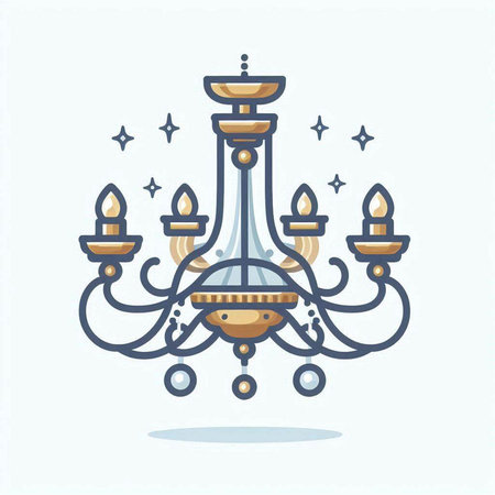 Chandelier line icon. Vector illustration of a chandelier.のイラスト素材