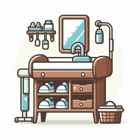 Bathroom interior. Bathroom furniture. Vector illustration in cartoon styleのイラスト素材