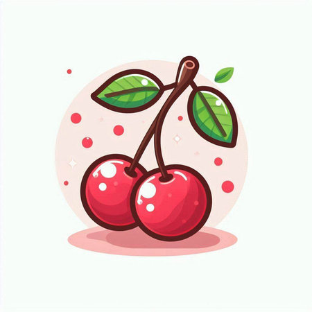 Cherry vector icon. Vector illustration of cherry on white background.のイラスト素材