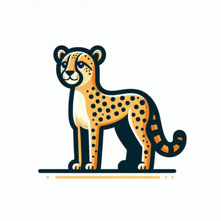 Cheetah vector icon isolated on white background. Cheetah flat illustration.のイラスト素材
