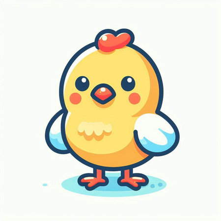 Cute little chicken with wings. Vector illustration in cartoon style.のイラスト素材