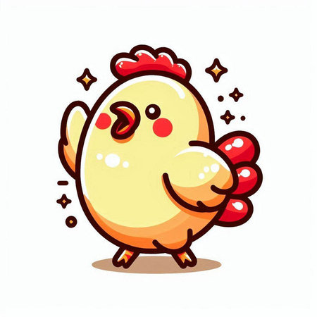 Cute cartoon chicken isolated on a white background. Vector illustration.のイラスト素材