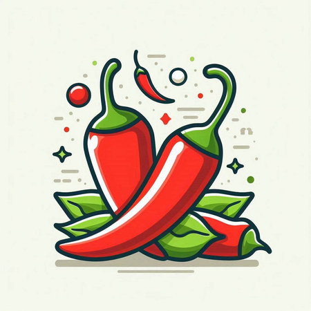 Chili pepper vector illustration, flat style. Colorful chili icon.のイラスト素材