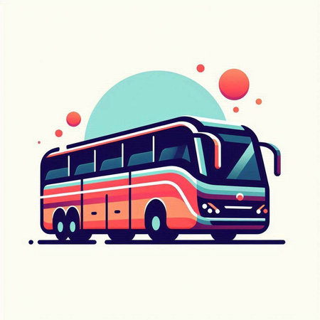 Tourist bus in flat style. Vector illustration of tourist bus.のイラスト素材