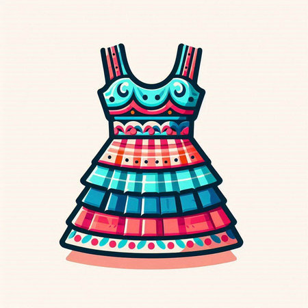 Fashionable summer dress. Vector illustration in a flat style.のイラスト素材