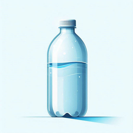 Illustration of a bottle of water on a light blue background.のイラスト素材