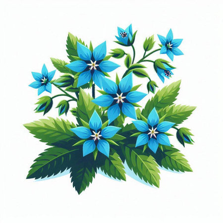 Bouquet of blue flowers on a white background. Vector illustration.のイラスト素材
