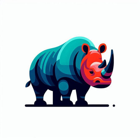 Vector illustration of rhinoceros icon. Isolated on a white background.のイラスト素材