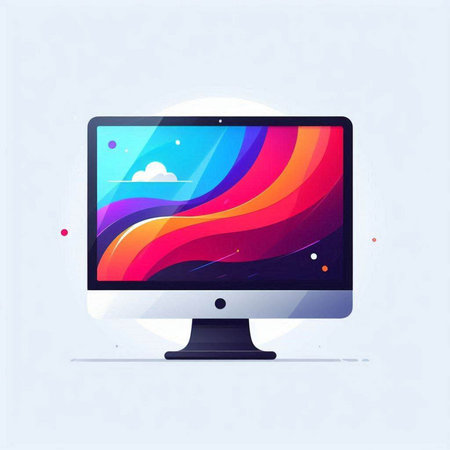 Computer monitor with abstract colorful background. Technology concept. Vector illustration.のイラスト素材