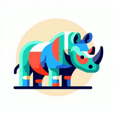 Rhinoceros flat icon. Vector colorful illustration for web designのイラスト素材