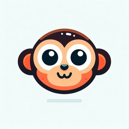 Cute cartoon monkey face vector illustration. Cute monkey face.のイラスト素材