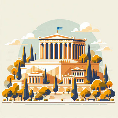 Athens, Greece. Landmark of Greece. Vector illustration.のイラスト素材