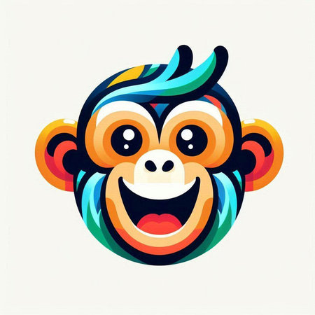 funny monkey face on white background, vector illustration, eps10のイラスト素材