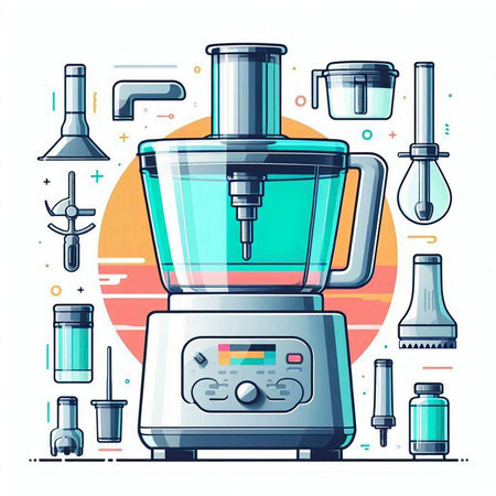Kitchen appliances. Blender, blender, screwdriver. Vector illustration in flat styleのイラスト素材