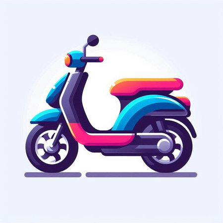 Colorful scooter. Vector illustration in a flat style on a white background.のイラスト素材