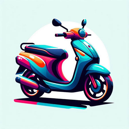 Vintage scooter vector illustration. Retro motorbike icon. Motorcycle icon.のイラスト素材