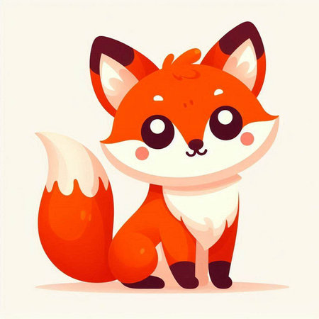 Cute cartoon fox. Vector illustration of a cute red fox.のイラスト素材