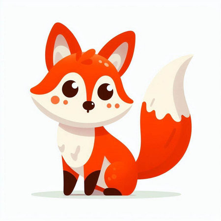 Cute cartoon fox. Vector illustration isolated on a white background.のイラスト素材