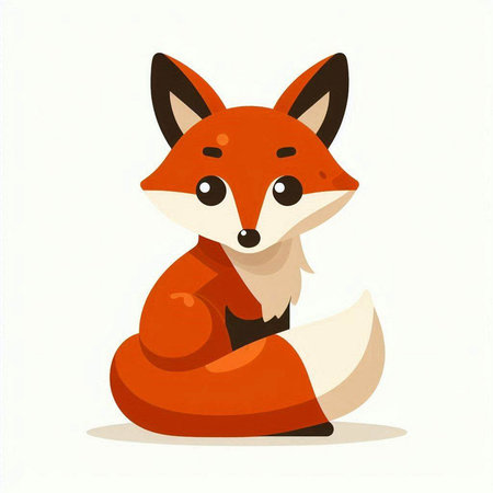 Cute cartoon fox isolated on a white background. Vector illustration.のイラスト素材