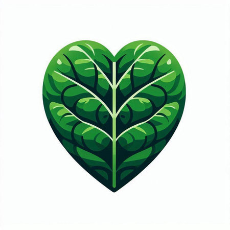 Green leaf of a plant in the shape of a heart. Vector illustration.のイラスト素材