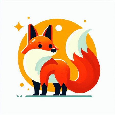 Cute cartoon fox on a white background. Vector illustration in flat style.のイラスト素材
