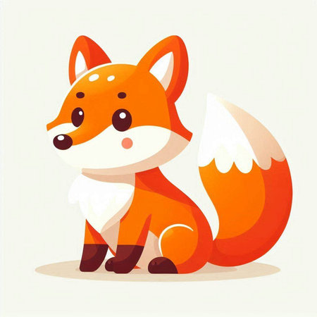 Cute cartoon red fox. Vector illustration of a wild animal.のイラスト素材
