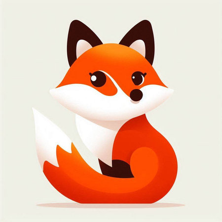 Cute cartoon fox. Vector illustration of a little red fox.のイラスト素材
