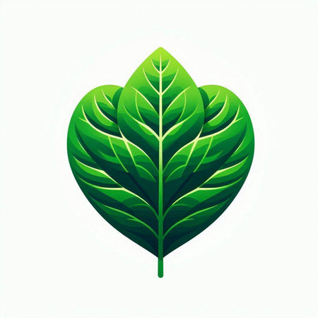 Fresh green leaf on white background. Vector illustration. Eps 10.のイラスト素材