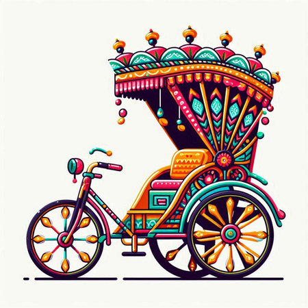 Tuk-tuk, traditional indian carriages, vector illustrationのイラスト素材