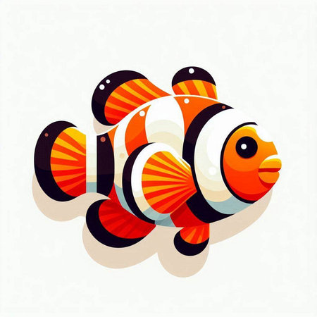 Clown fish on white background. Vector illustration in flat style.のイラスト素材