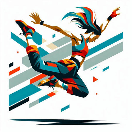 modern style dancer jumping in the air, vector illustration, EPS10のイラスト素材
