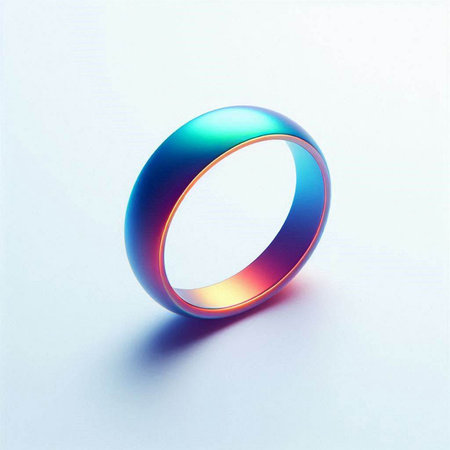 Blue ring on a white background. 3D rendering. Computer digital drawing.のイラスト素材