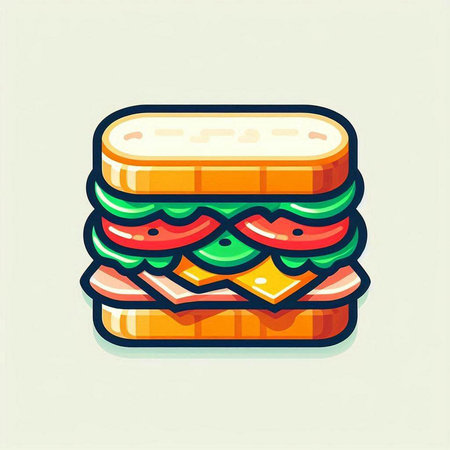 Sandwich icon in flat style. Vector illustration of fast food.のイラスト素材
