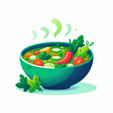 Vegetable salad in a bowl. Healthy food. Vector illustrationのイラスト素材