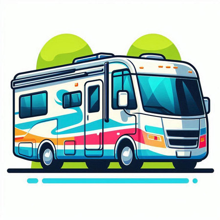 Camper camper van vector illustration isolated on white background. Camping and travel.のイラスト素材