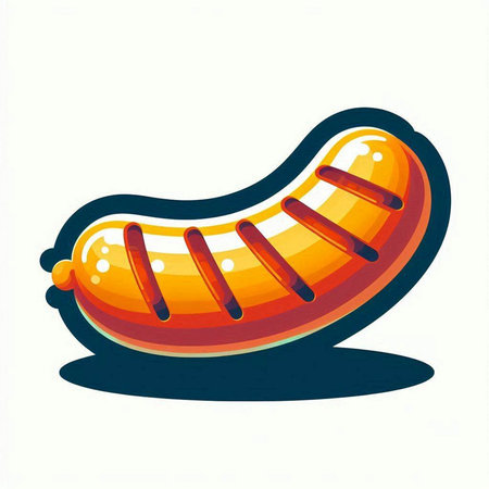 Sausage icon isolated on white background. Fast food vector illustration.のイラスト素材