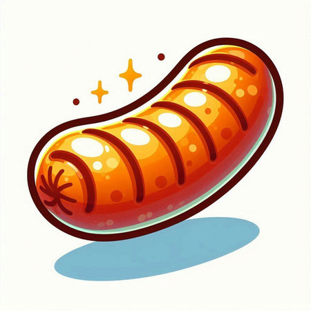 Illustration of a grilled sausage on a white background, vector illustrationのイラスト素材